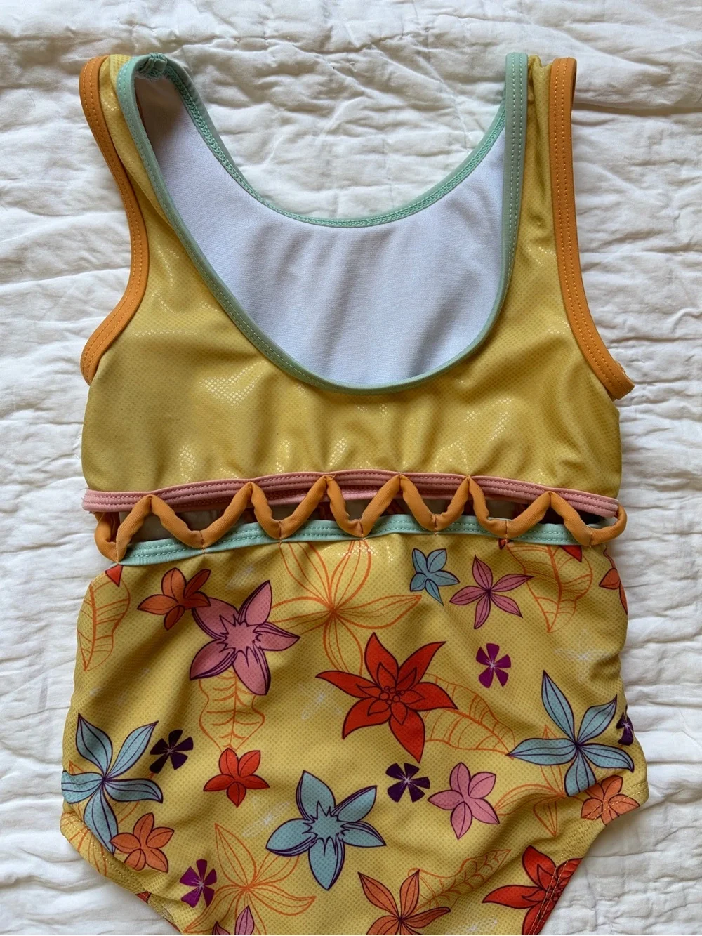 Disney Yellow and Mint Girls Swimwear with Pastel Trim